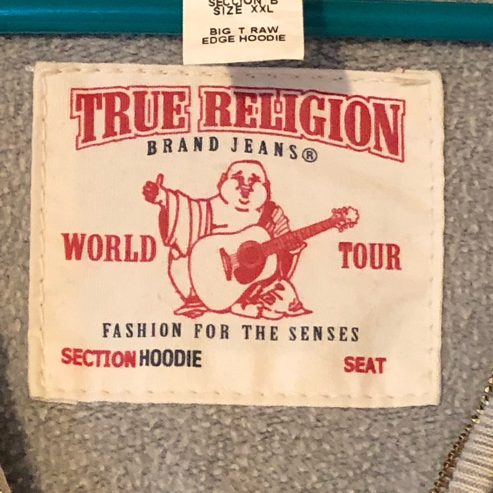True Religion Big T Raw Edge Hoodie 💚